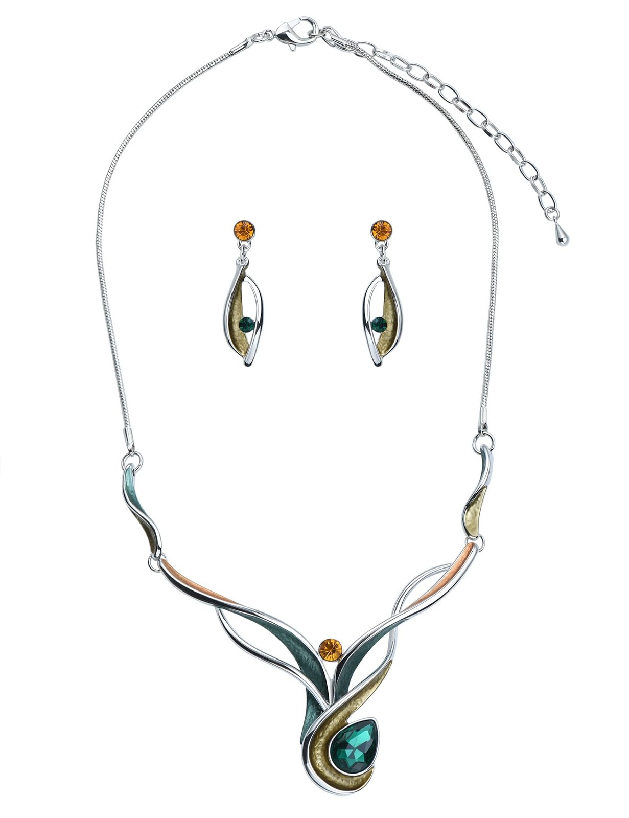 Vintage ‘s Costume Statement Necklace Earrings Jewelry Set for Prom Wedding P…