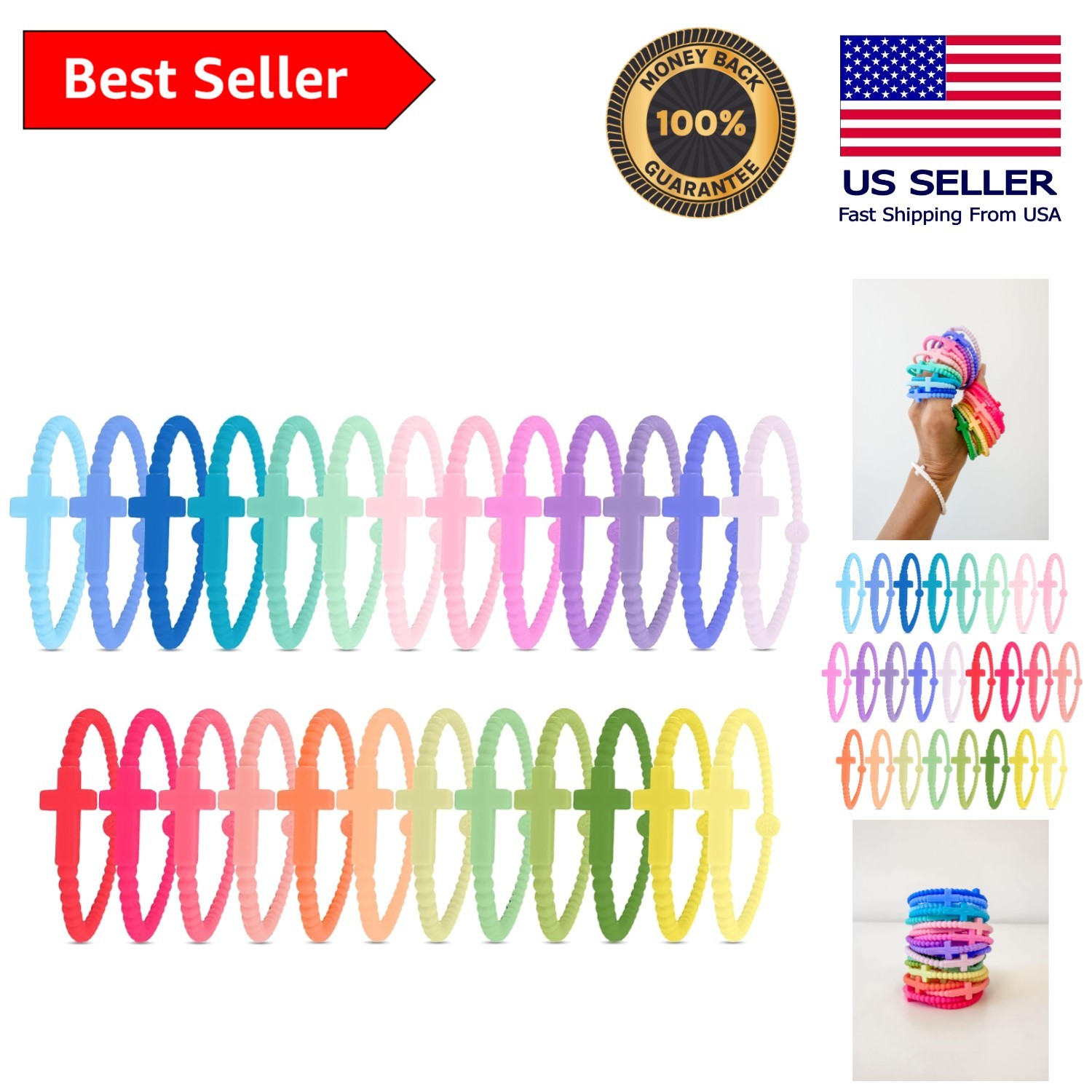 Christian Funfetti Silicone Bracelets – Small Size for Kids and Adults (25 Pack)
