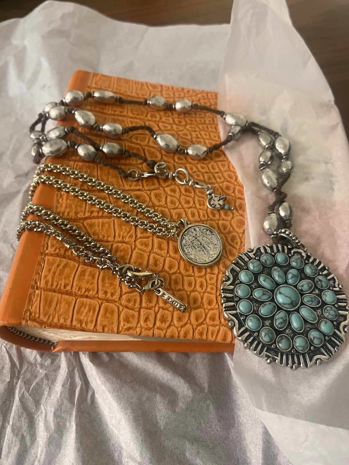 Lucky Brand Faux Turqoise Necklace And White House Black Market RARE Pieces