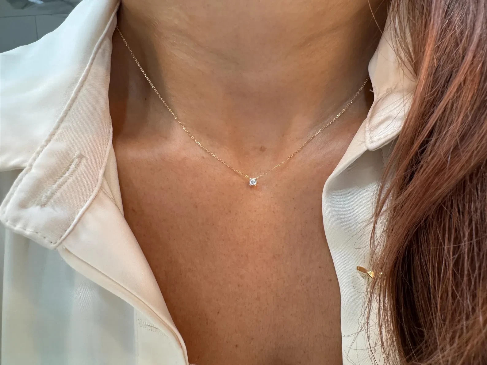 Lab Grown 1.00 Ct Round EF VS Diamond Solitaire Necklace in 14K Yellow Gold