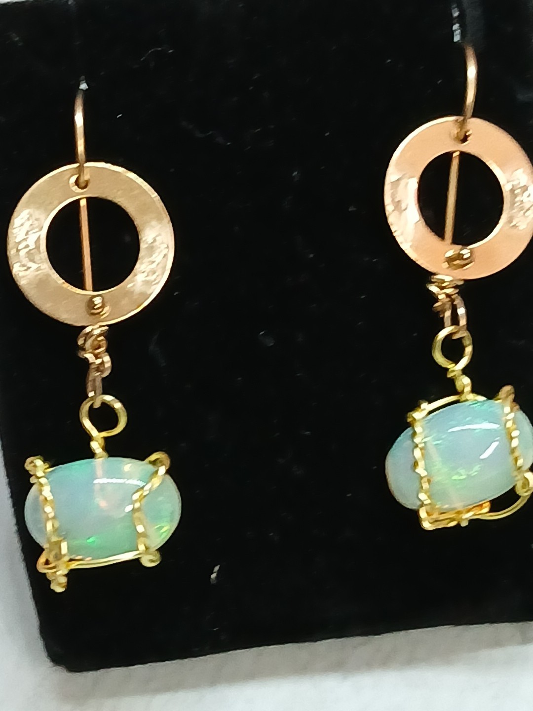gold filled earrings With Synthetic Opal