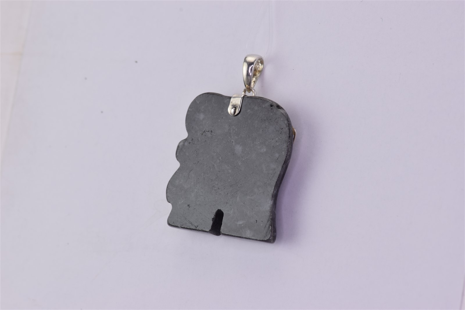Sterling Silver 25mm x 25mm Carved Obsidian Elephant 925 Pendant