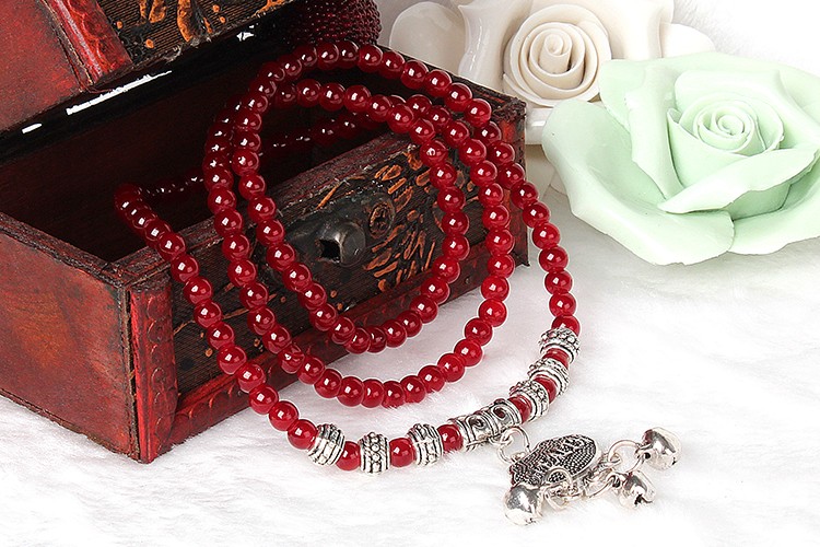 Natural Red Agate Beaded Bracelet Good Luck Healing Crystal Gemstone
