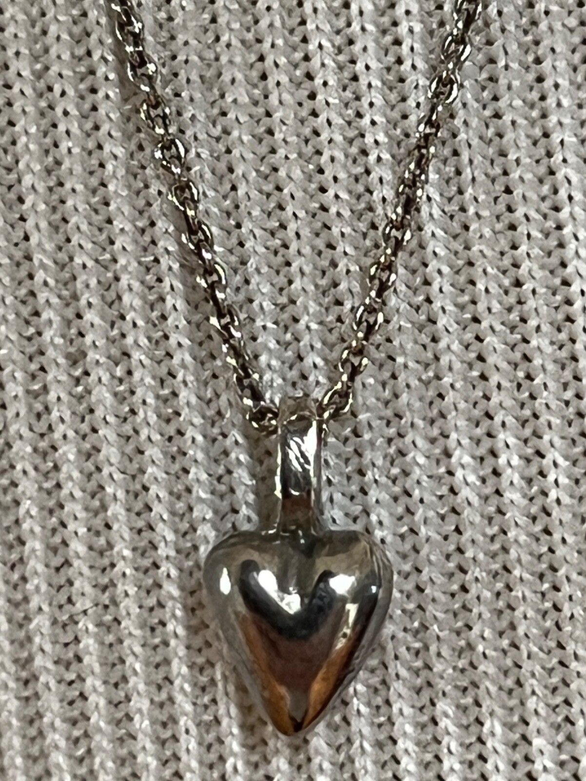 NWT Saint Laurent YSL Triple Heart Charm Silver Long Brass Chain Necklace $695