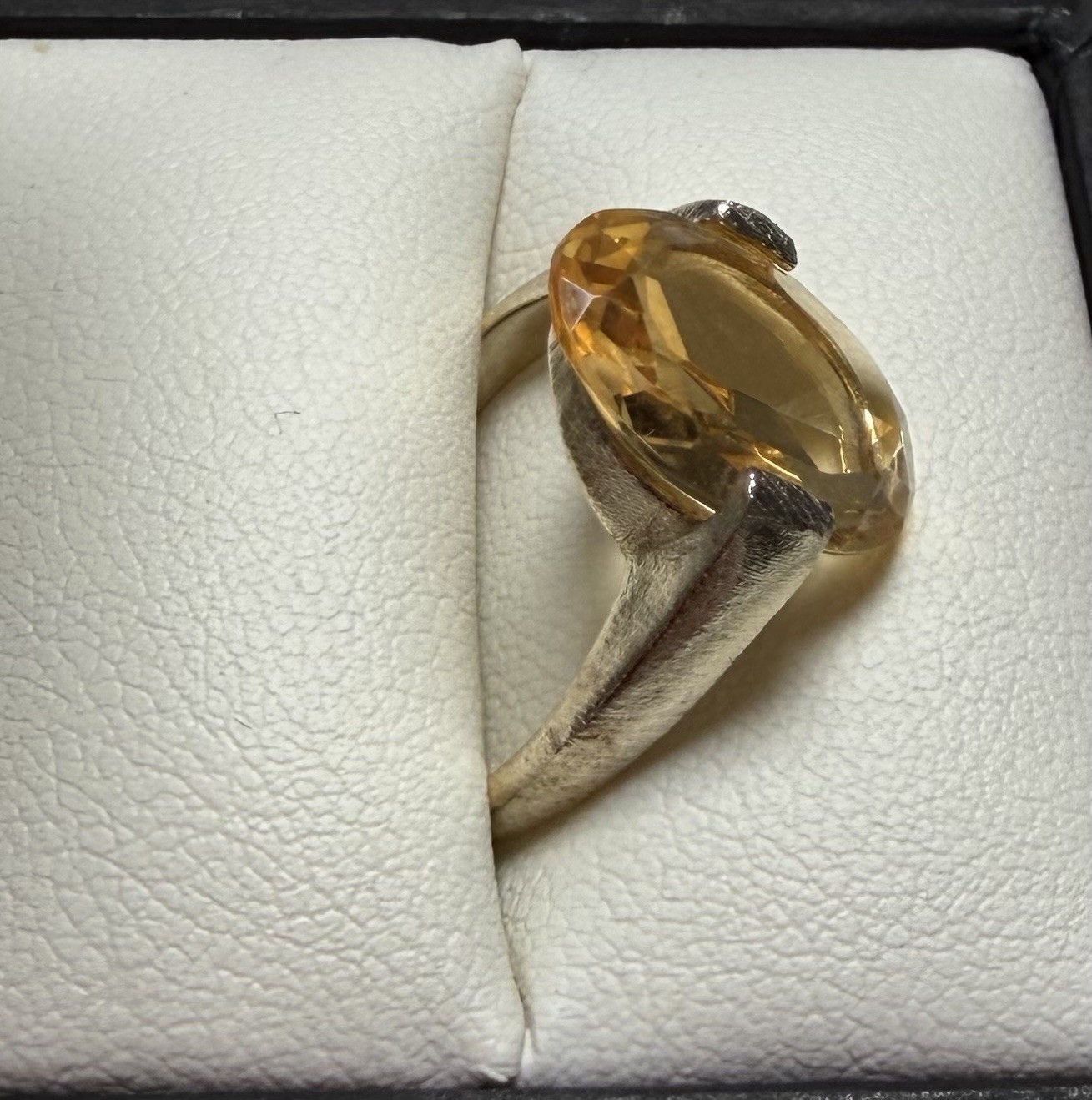 Gold plated silver 925 yellow sapphire stone ring size M