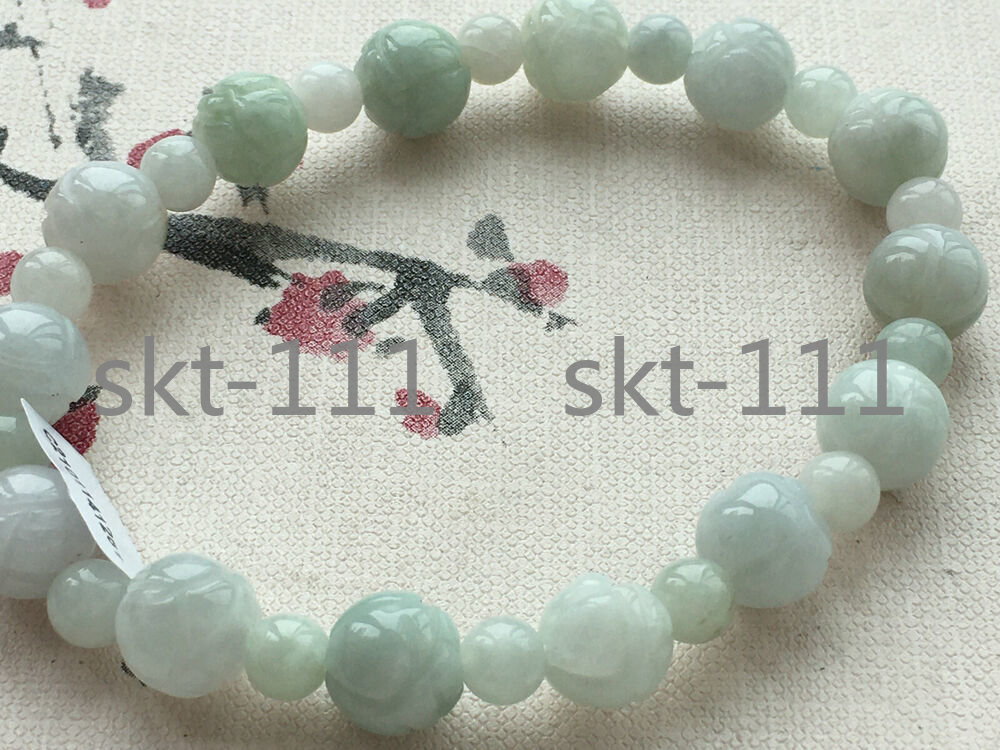 Certified natural A grade jade 6-10mm carving elastic lotus bracelet AAA++
