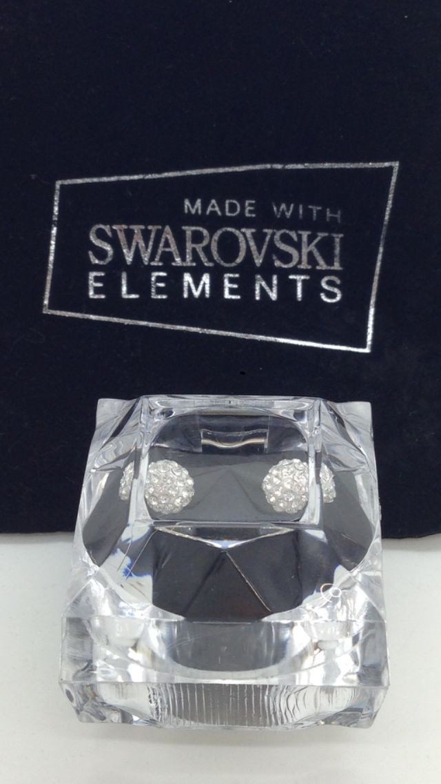 LOT OF 2 New 8mm SwarovskIi Element Round Disco Ball Sterling Silver Earrings