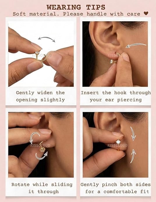 Backless Half Hoop Earrings Gold Silver Stay Closed Open Hoop Earrings for Women