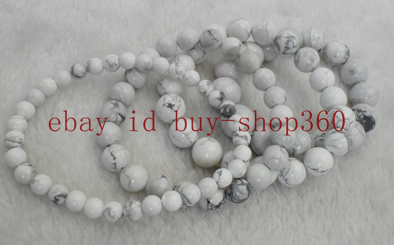 6/8/10/12mm White Turquoise Round Gemstone Beads Stretch Bracelet 7.5”