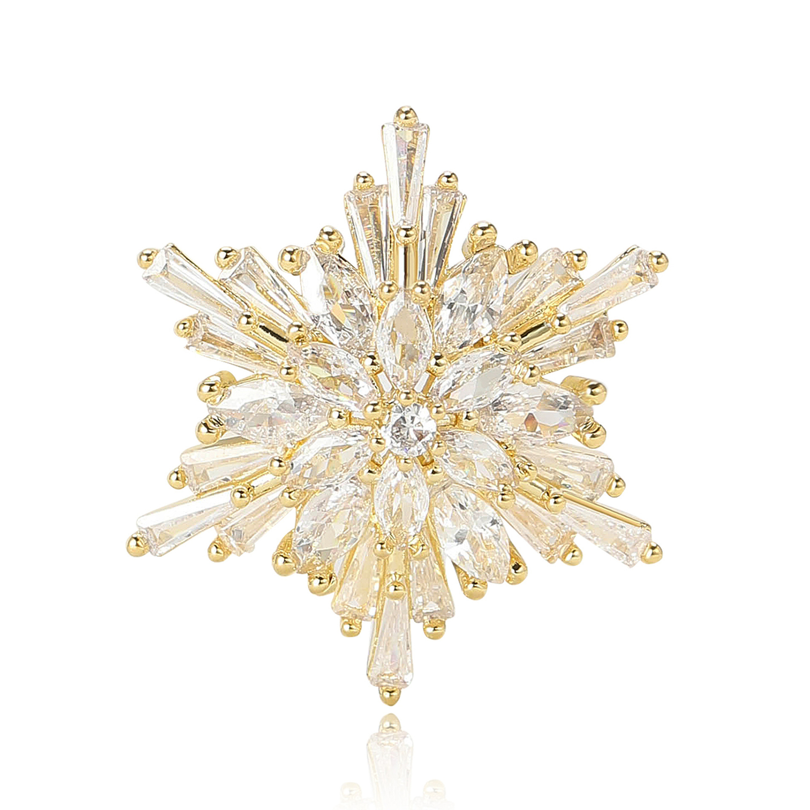 Vintage Style Snowflake Brooch with Rhinestone Party Banquet Lapel Pin Accessory