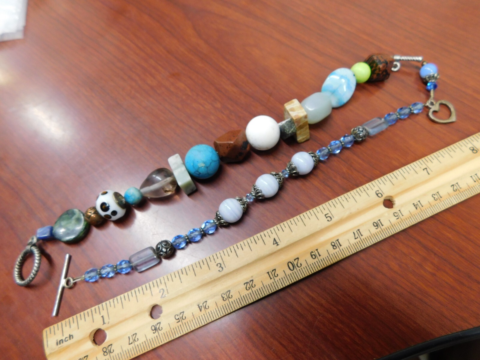 F3 Two Chunky Bracelets Statement Womens Bold Big Boho Fashion Jewelry Blue Whit