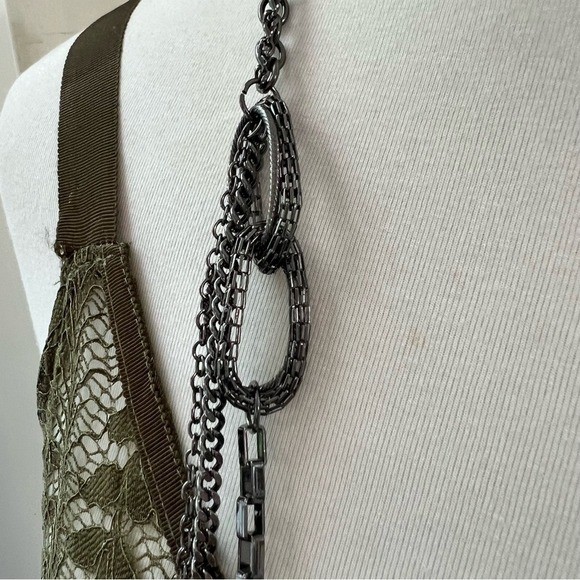 Long Layered Gunmetal Chain Necklace with Knot Details Fashion Jewelry