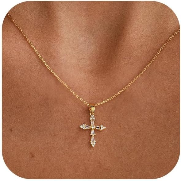 Waterproof & Non-Tarnish Gold Cross Necklace – Minimalist Pendant for Daily Wear