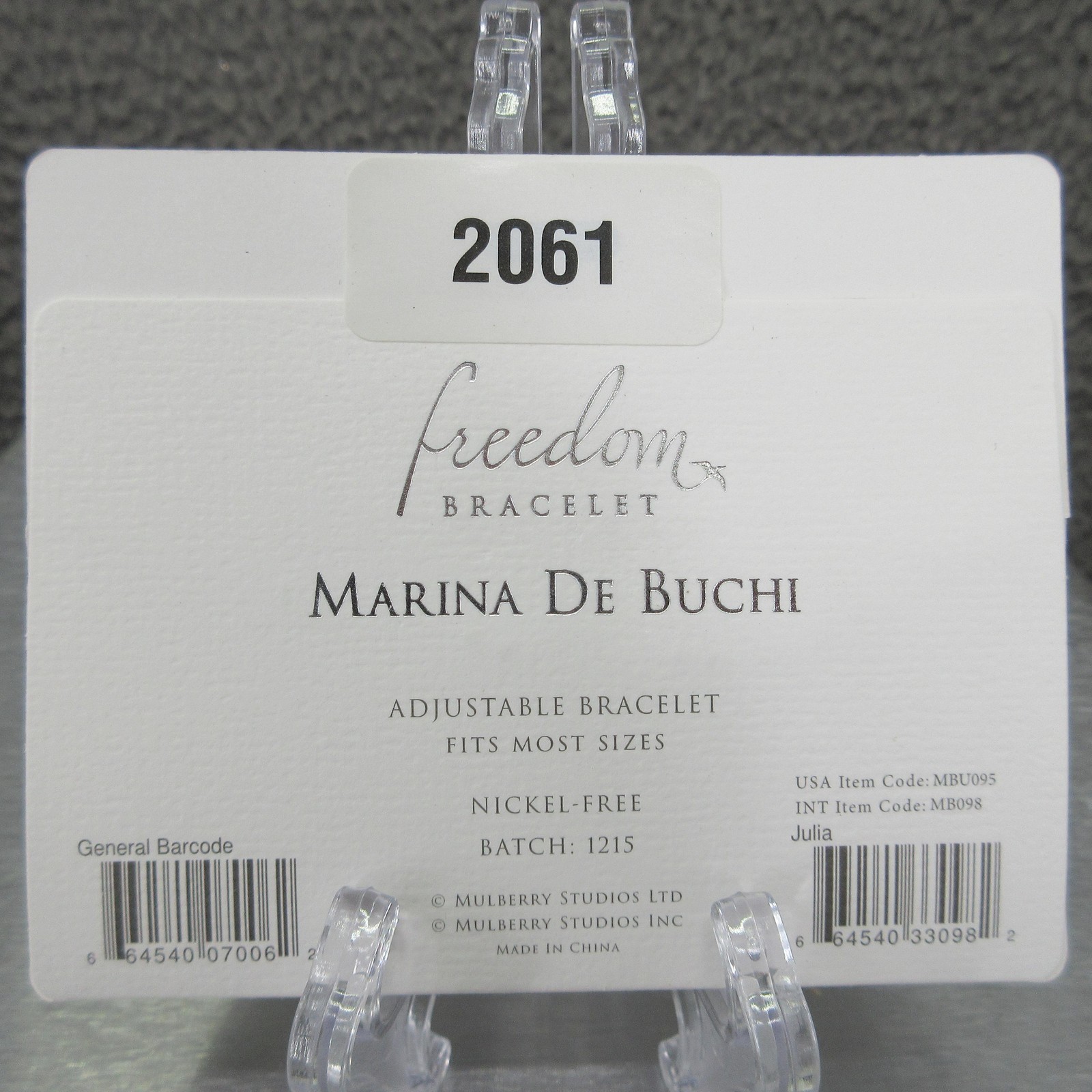 Marina De Buchi Julia Freedom Bracelet Adjustable Gold Tone Chain Nickel Free