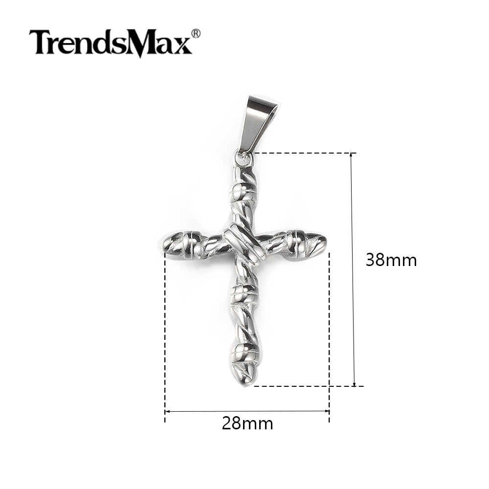 Men’s Silver Tone Stainless Steel Chain Vintage Religious Cross Pendant Necklace