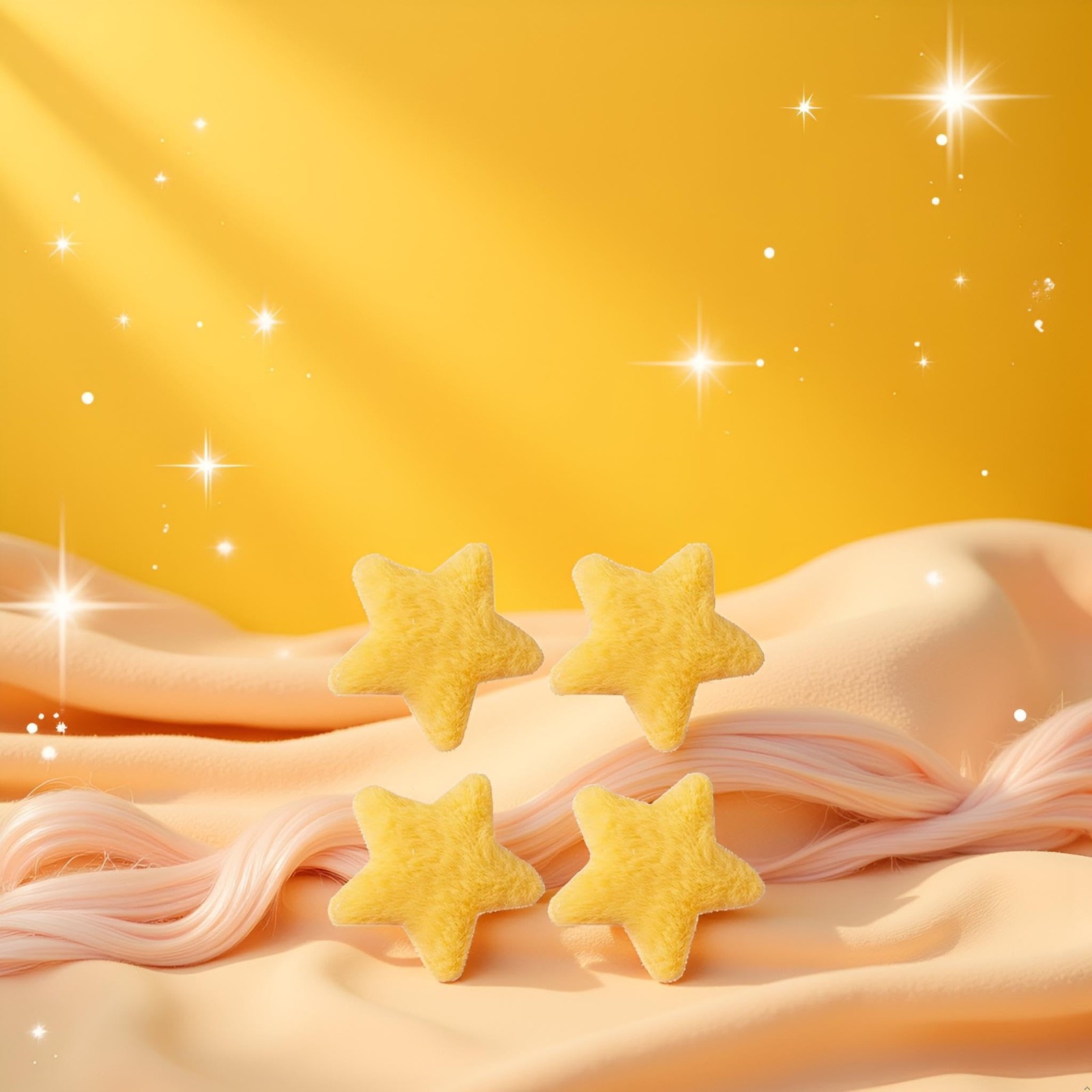 4 Pcs Yellow Star Hairpins Solid Color Fluffy Fuzzy Soft Anti-slip Hair Decor…