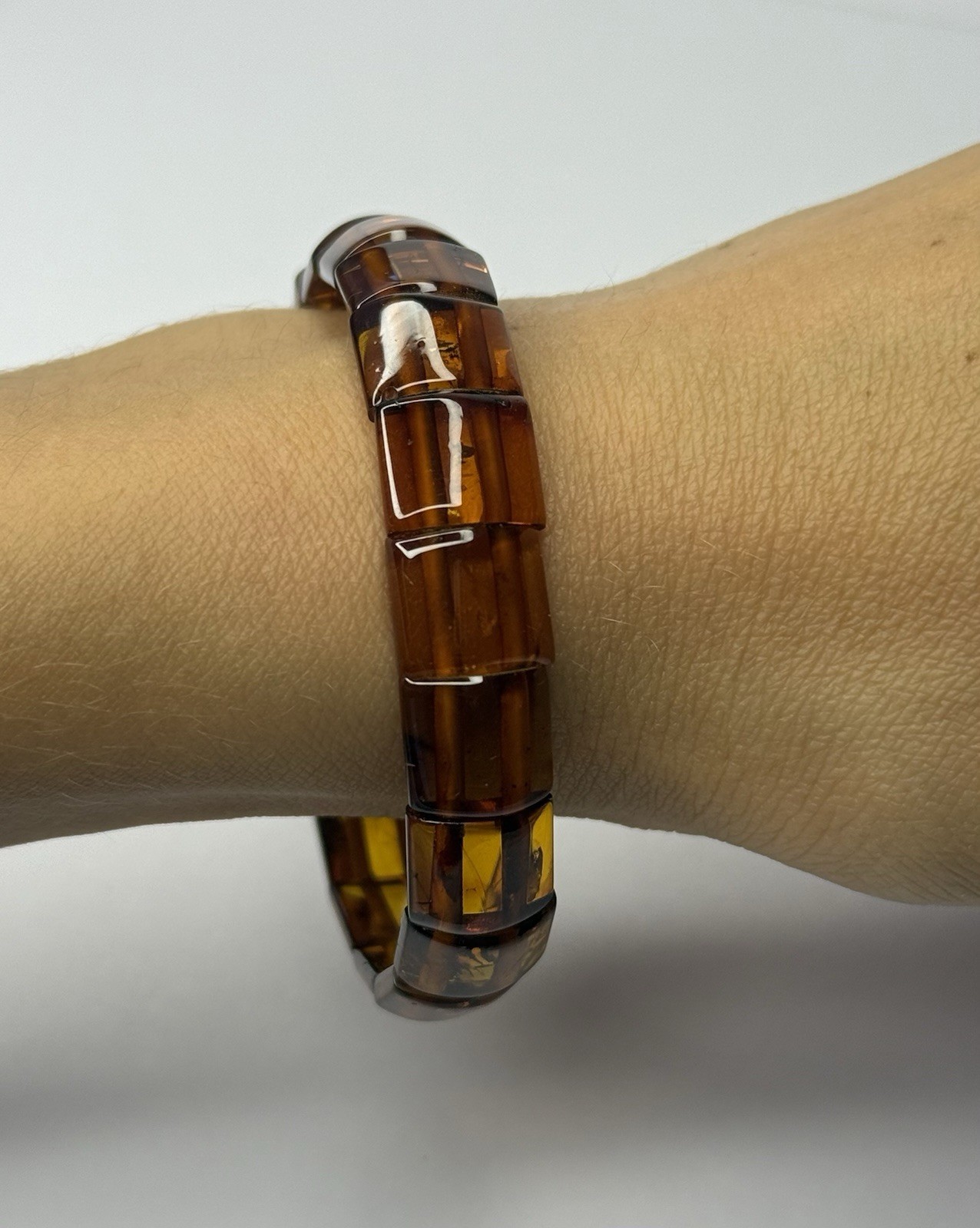 Genuine Baltic Amber Stone Bracelet.Cognac Amber Beaded Bracelet.