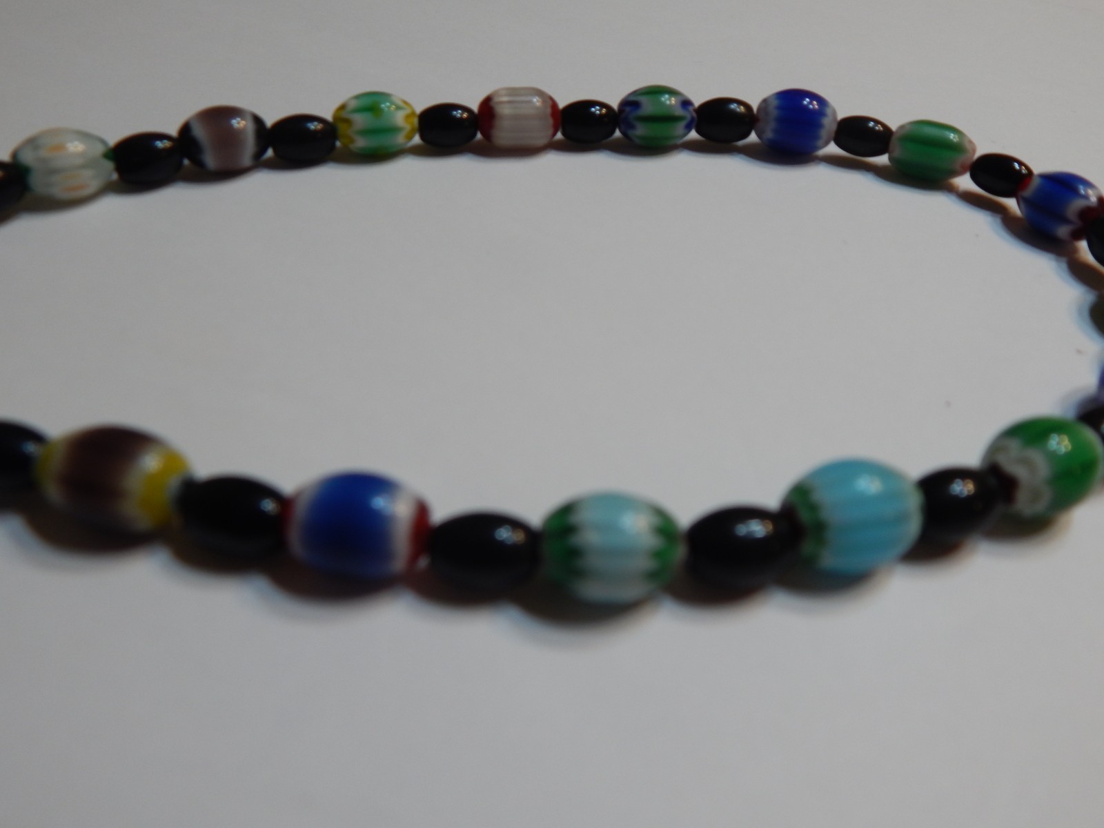 necklace 18in and black beads set multi color Chevron beads (N3)