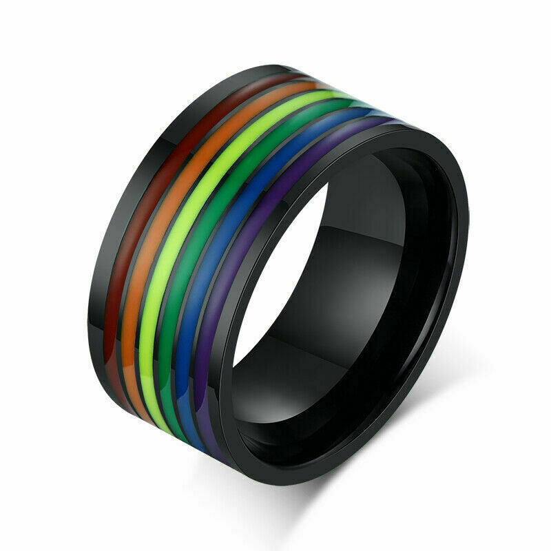Women Men Gay Pride Ring Lesbian LGBT Pride Rainbow Unisex Love Wedding Band