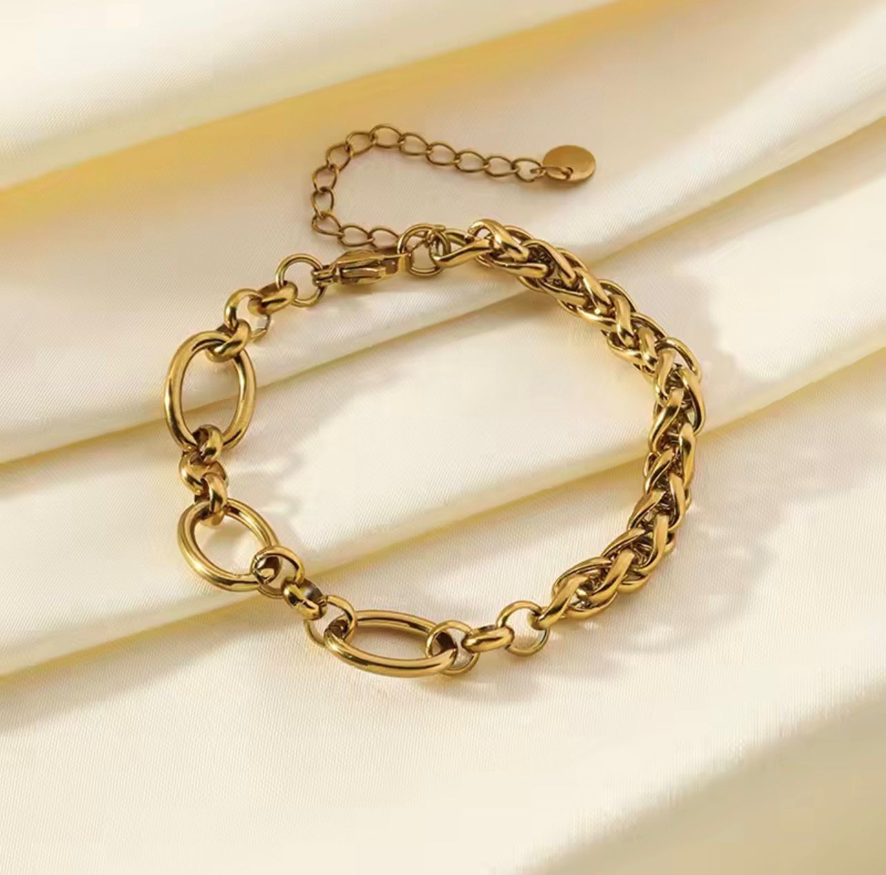 Chunky Chain Bracelet Women Adjustable Gold Tone Elegant Everyday Jewelry