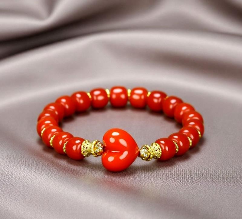 Girl Grandma Mothers Lady Women Red Jade Beads Bracelet Jewelry Gift Box DD161
