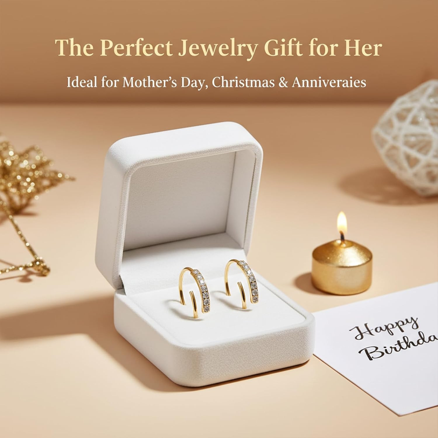 1 Pair Gold Earrings for Women, Plated Gold Double Hoops Earrings, Small Spiral