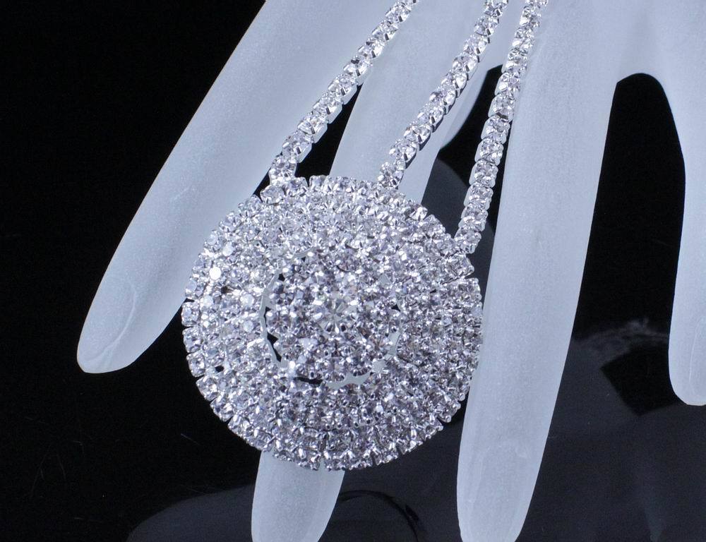 DESIGNER AUSTRIAN RHINESTONE SLAVE GLOVE BRACELET WITH RING BANGLE B11984 SILVER