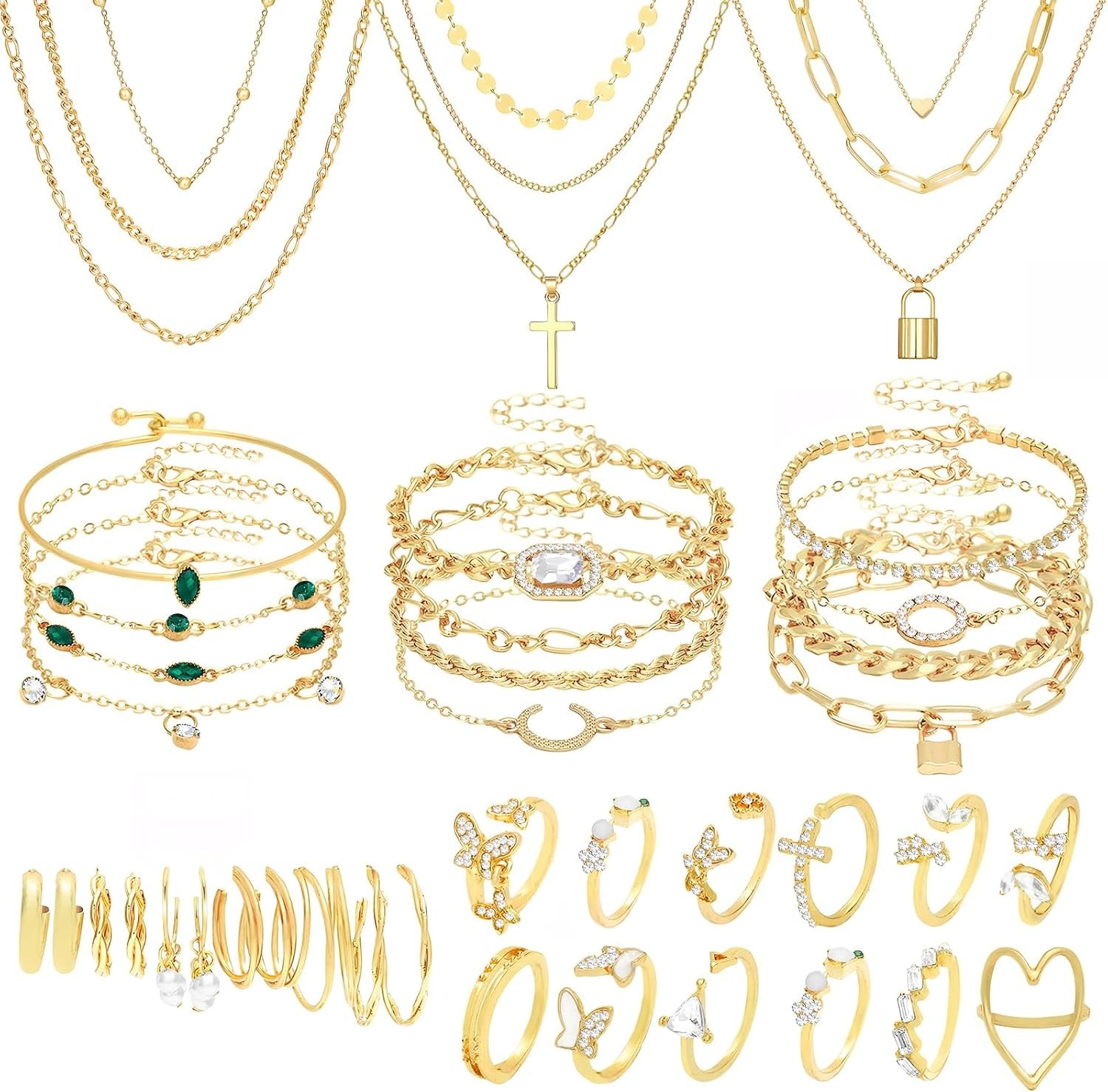 Stylish 49-Piece Gold Jewelry Set for Women – Perfect Gift for All Occasions