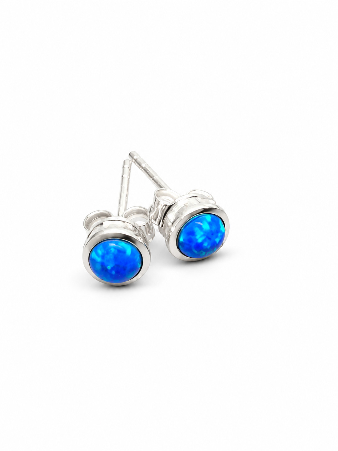 Fashion Jewelry 925 Sterling Silver Turquoise, Blue Stud Earrings Round Minim