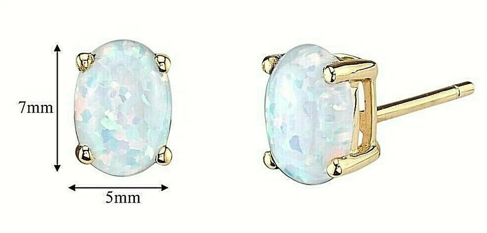 3Ct Oval Cut Simulated Fire Opal Solitaire Stud Earrings 14K Yellow Gold Plated