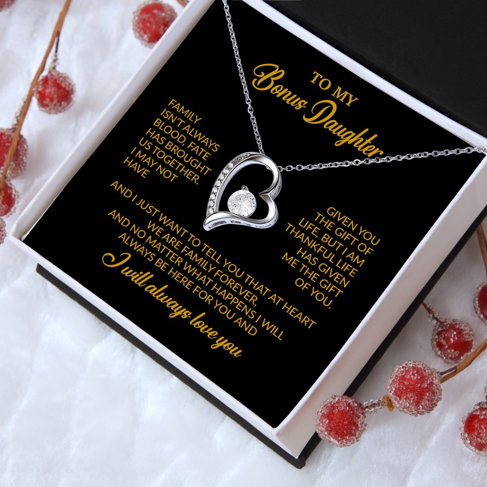 To My Bonus Daughter Necklace, Gift for Bonus Daughter, Step Daughter Birthday