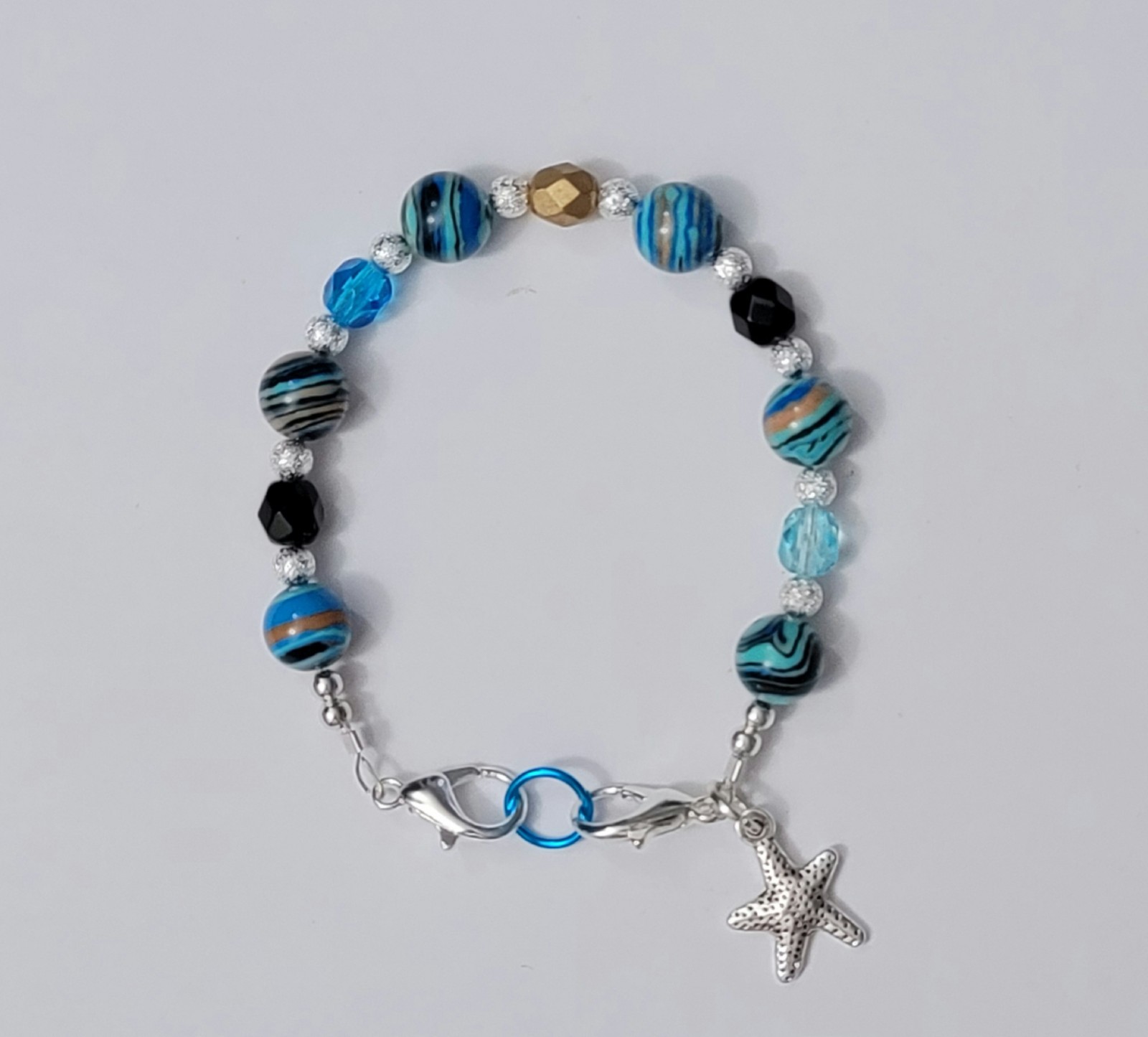 Aqua & Black Turkey Turquoise Medical Alert ID Replacement Bracelet 6.5″