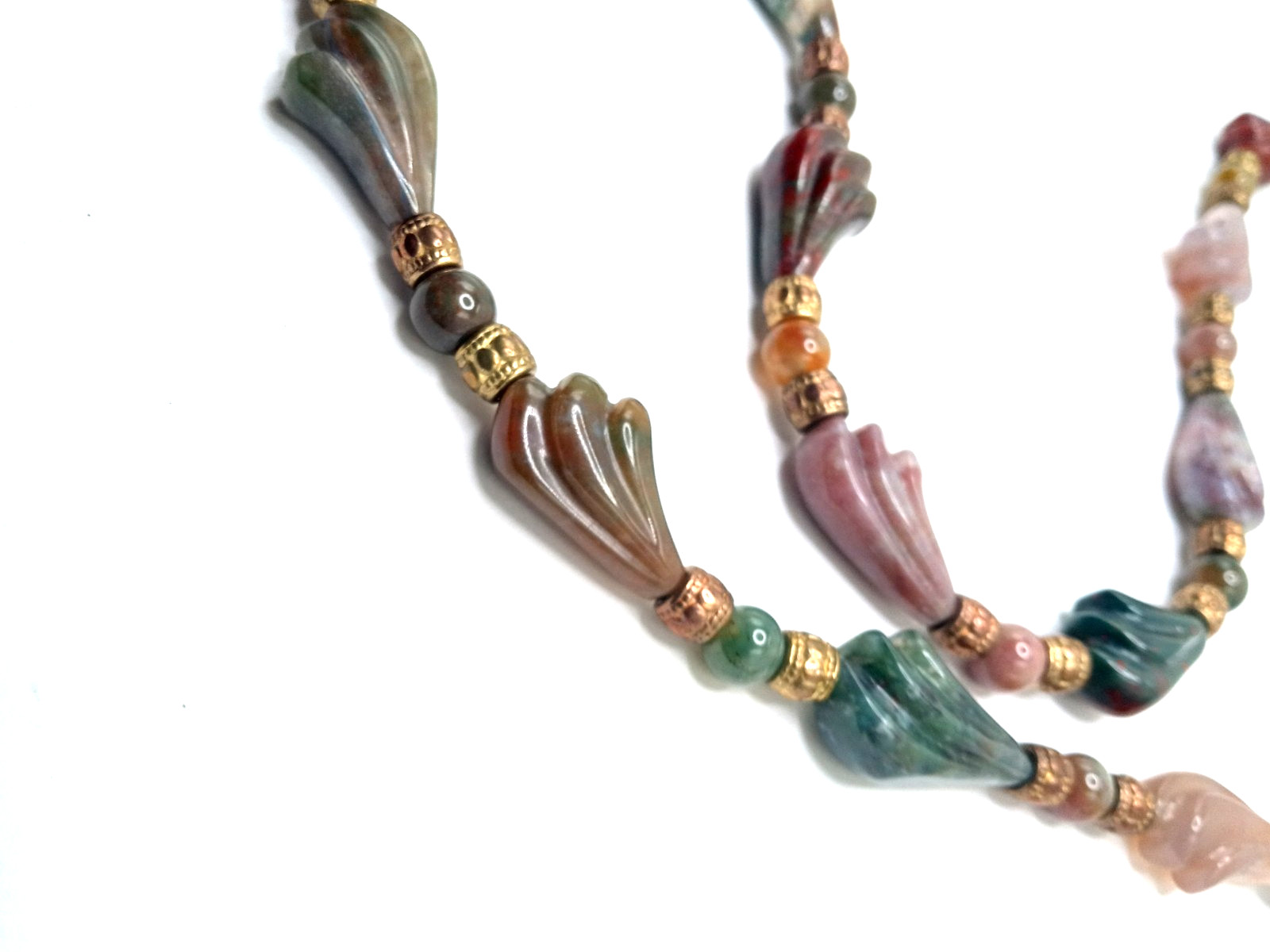 Natural Bloodstone Carved Stone Lavender Red Green Beads Designer 30 In Necklace