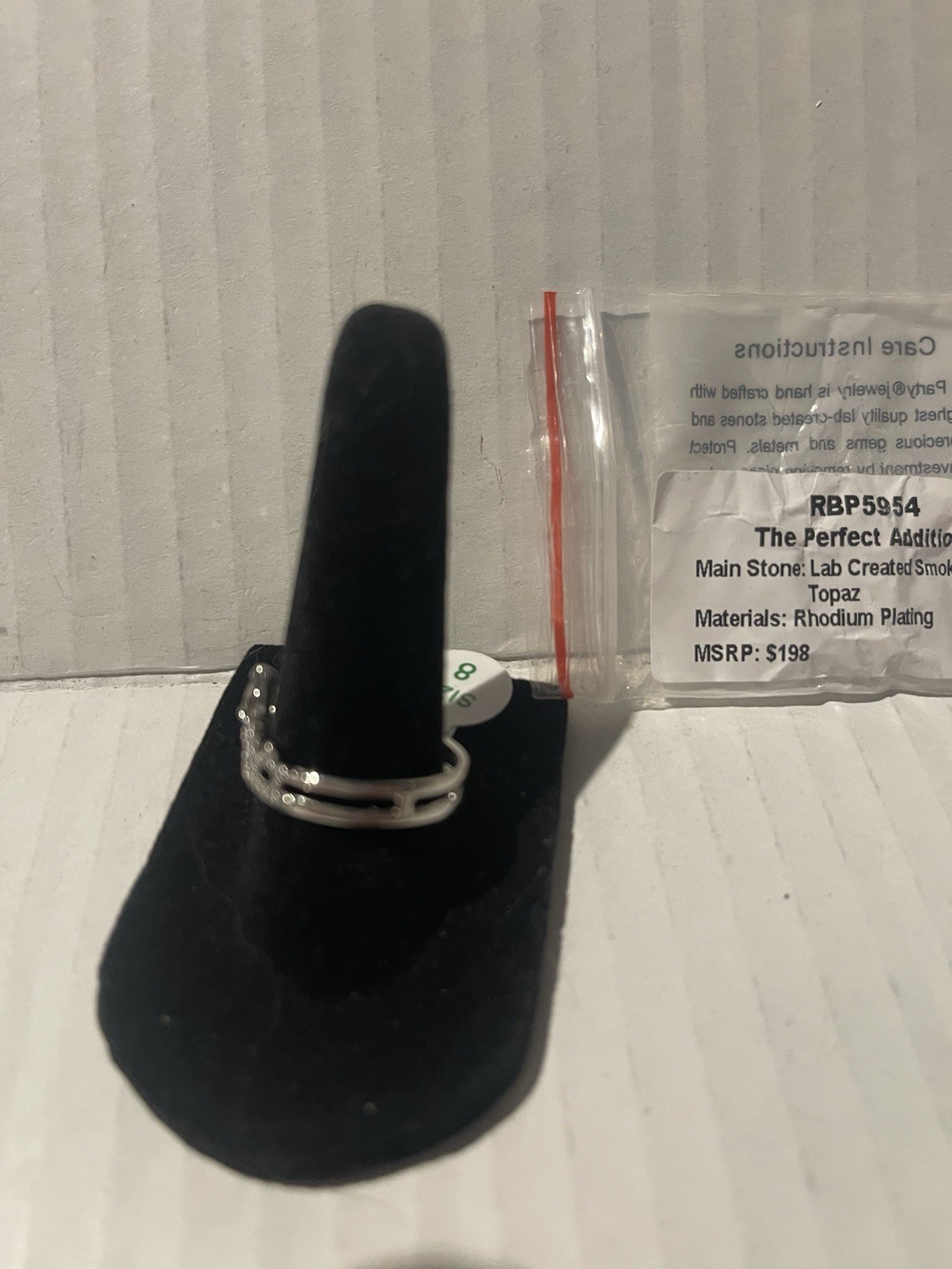 Bomb Party OG 2024 Ring Size 8 The Perfect Addition RBP5954 Rhodium Grey Topaz