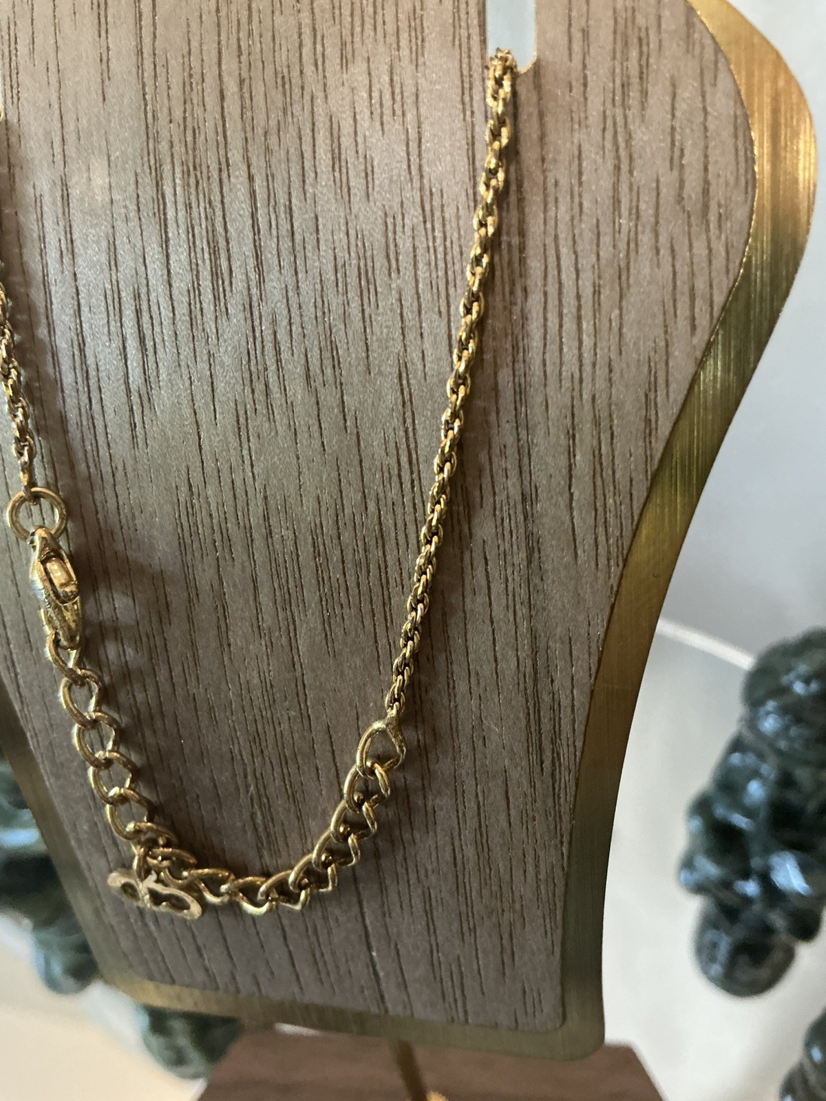 Authentic Dior CD Logo Rhinestone Necklace 17 in Preowned Good