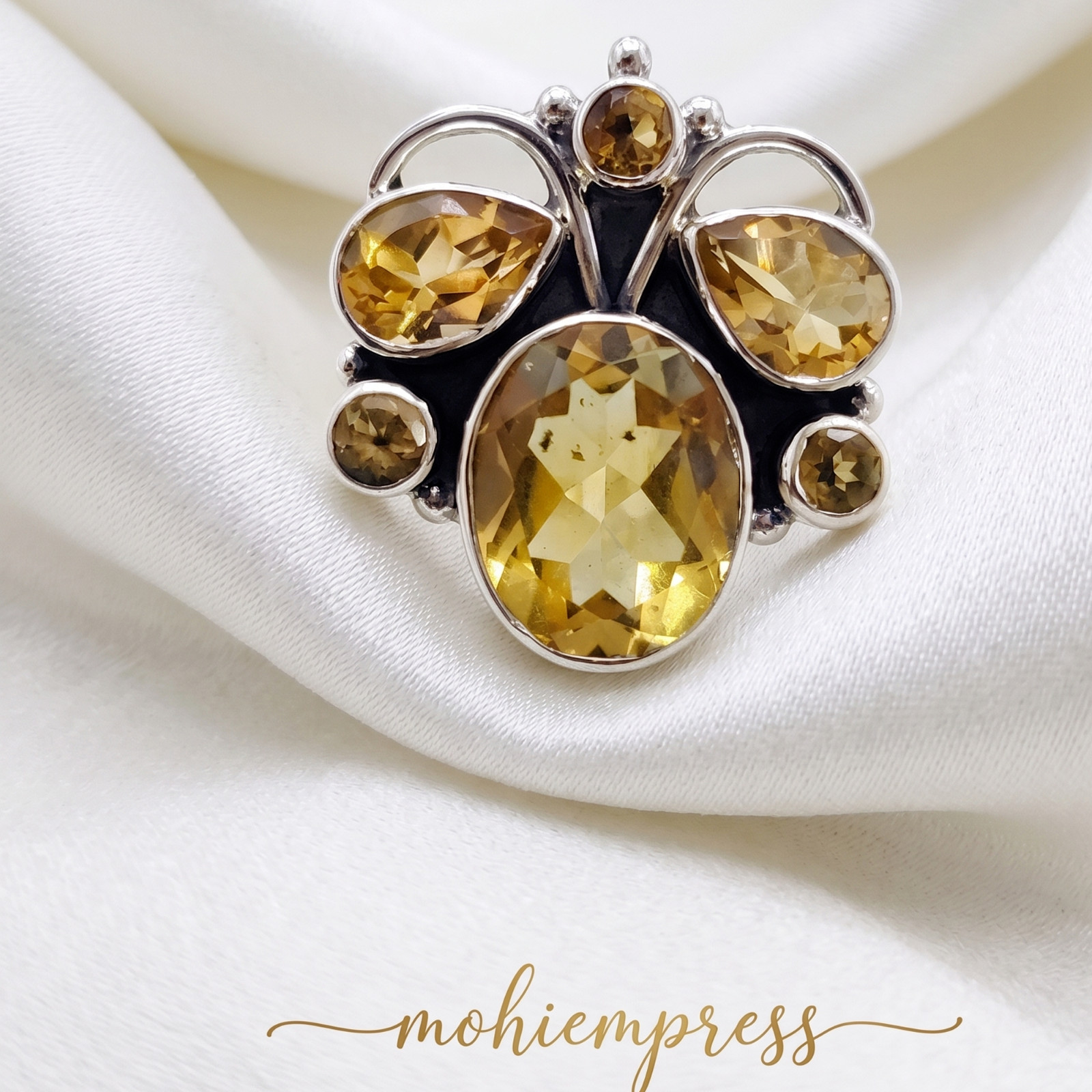 925 Sterling Silver Natural Multi-Stone Bee Ring, Handmade Jewelry