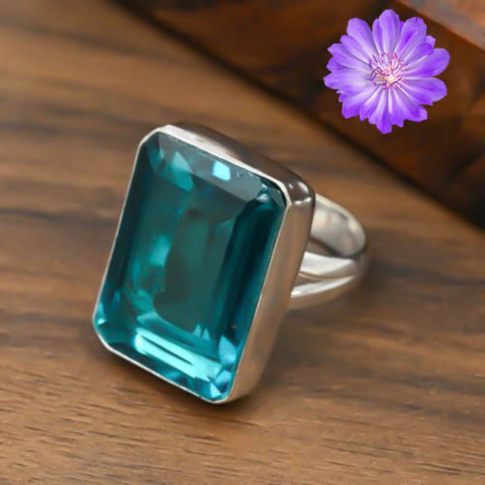 Blue Topaz Gemstone 925 Sterling Silver Ring Handmade Jewelry Ring For Gift