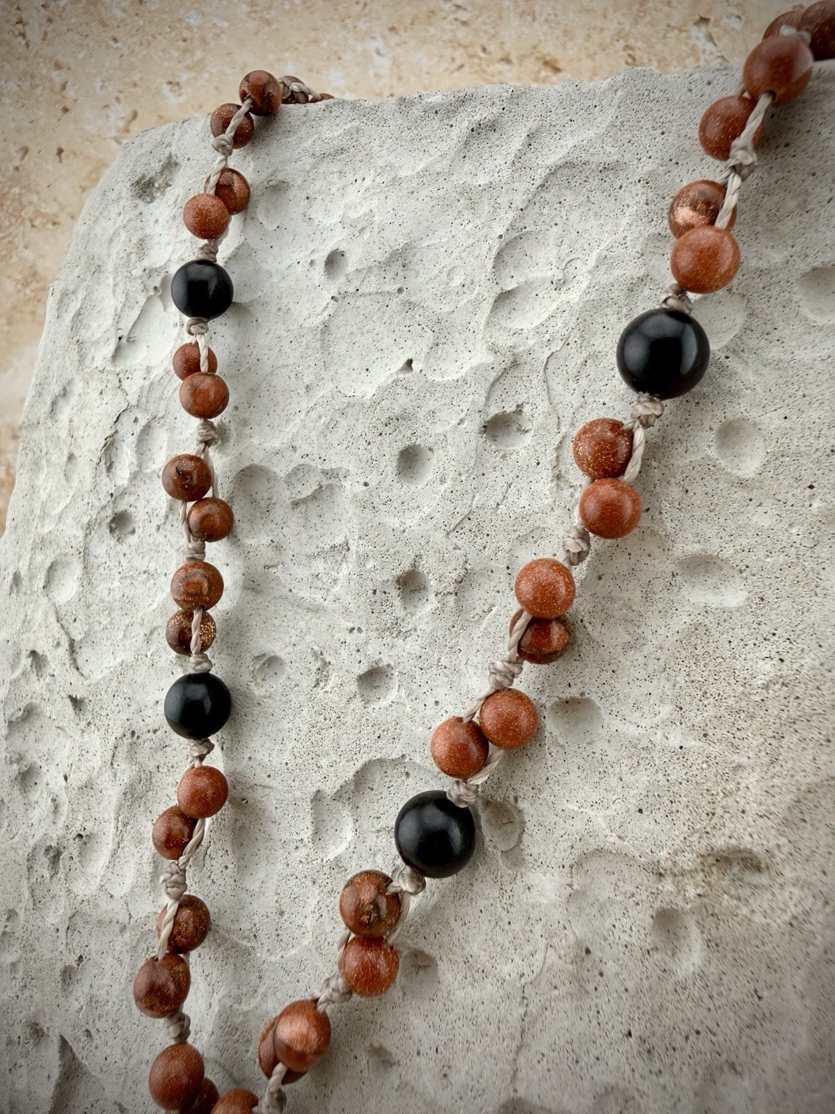 Copper Feather Pendant Necklace, Red Goldstone Crystal Ebony Wood. USA Artisan
