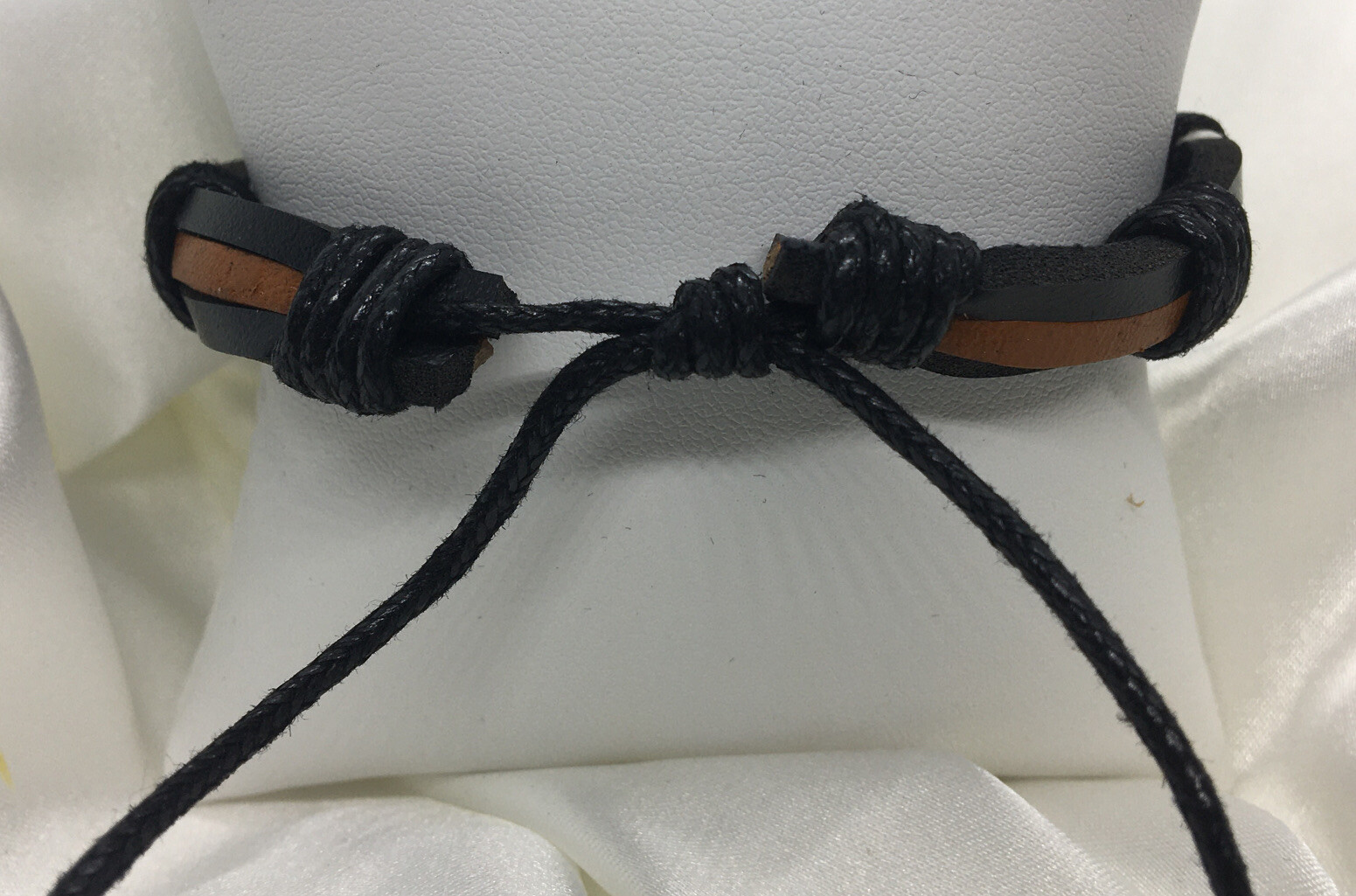 Mens Women Leather Bracelet Wristband Stackable Adjustable Tie 2068