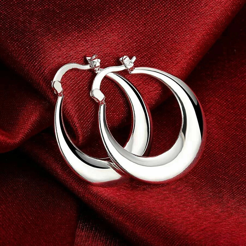 Simple Metal Silver Color/Gold Color Hoop Earrings for Women Versatile