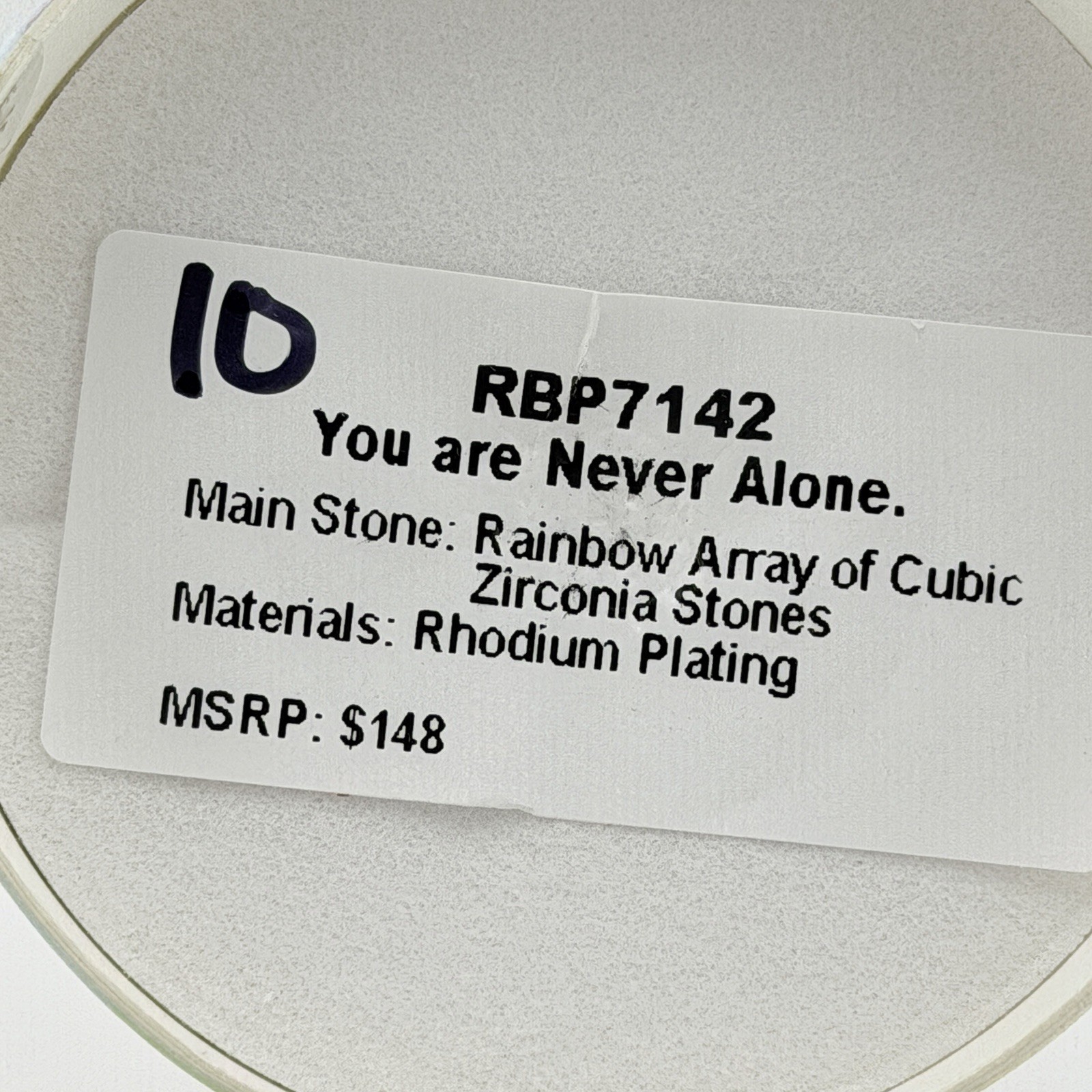 Bomb Party MHA Mental Health Awareness Sz 10 “You Are Never Alone” Rhodium