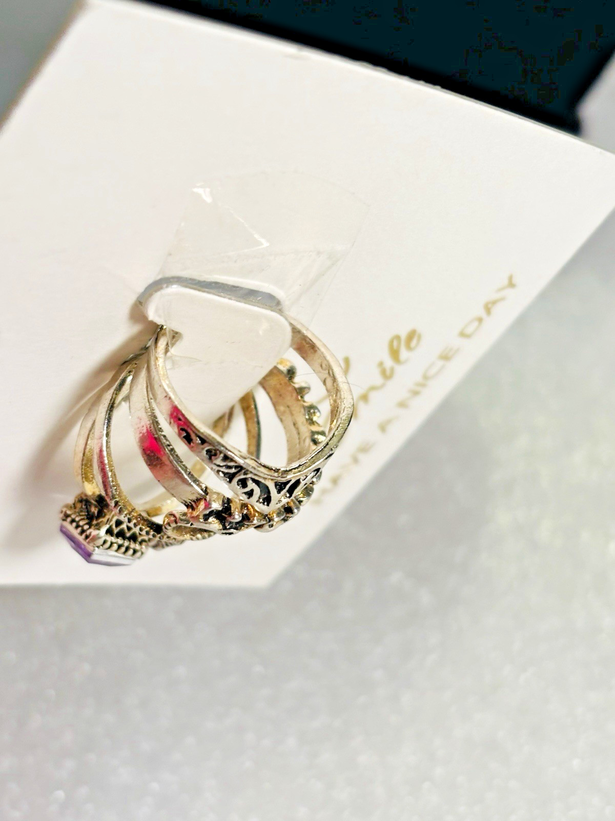 7pc Women Boho Silver Tone Ring Set Snake Elephants and Other Fashion Styles
