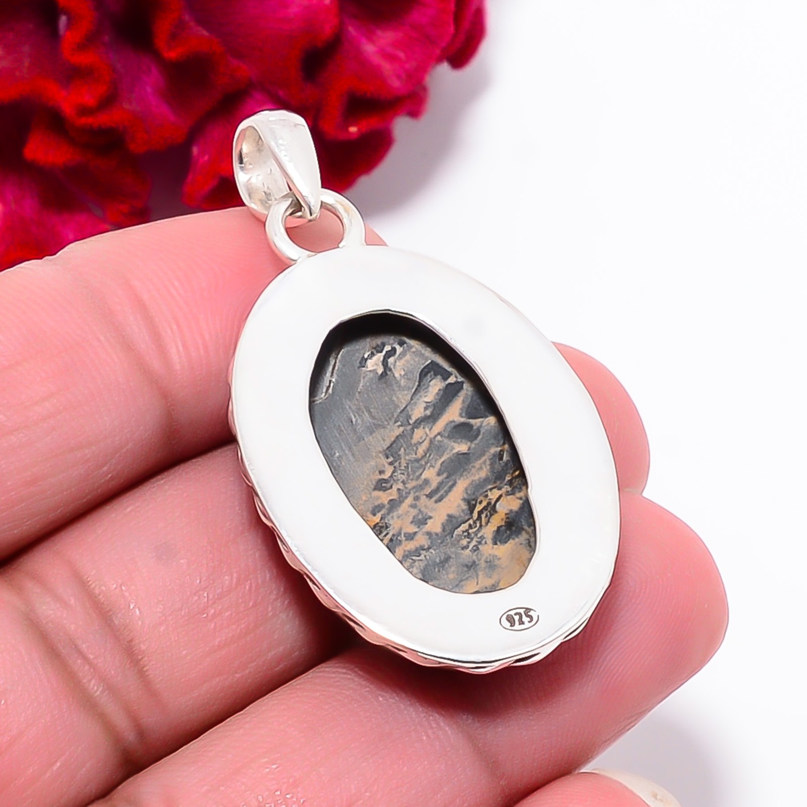 Honey Dendritic Opal – Mexico 925 Sterling Silver Pendant 1.87″ P101914