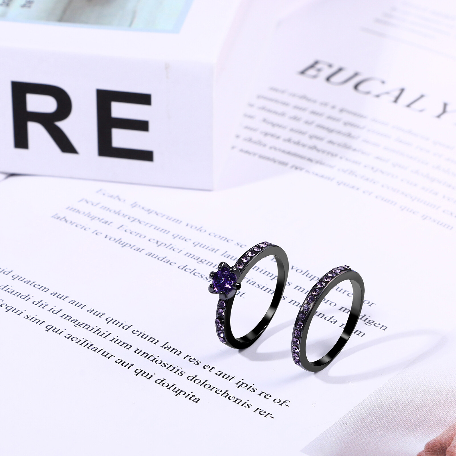 Couple Ring Set His&Hers Cubic Zirconia Stainless Steel Promise Stacking Band