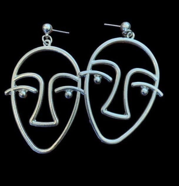 Abstract Silvertone Picasso Earring Dangles