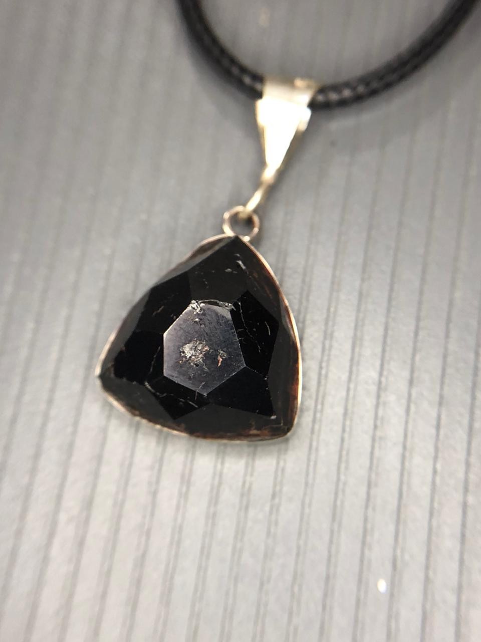Natural Black Tourmaline Rose Cut Pendant Handmade Gemstone from Afghanistan