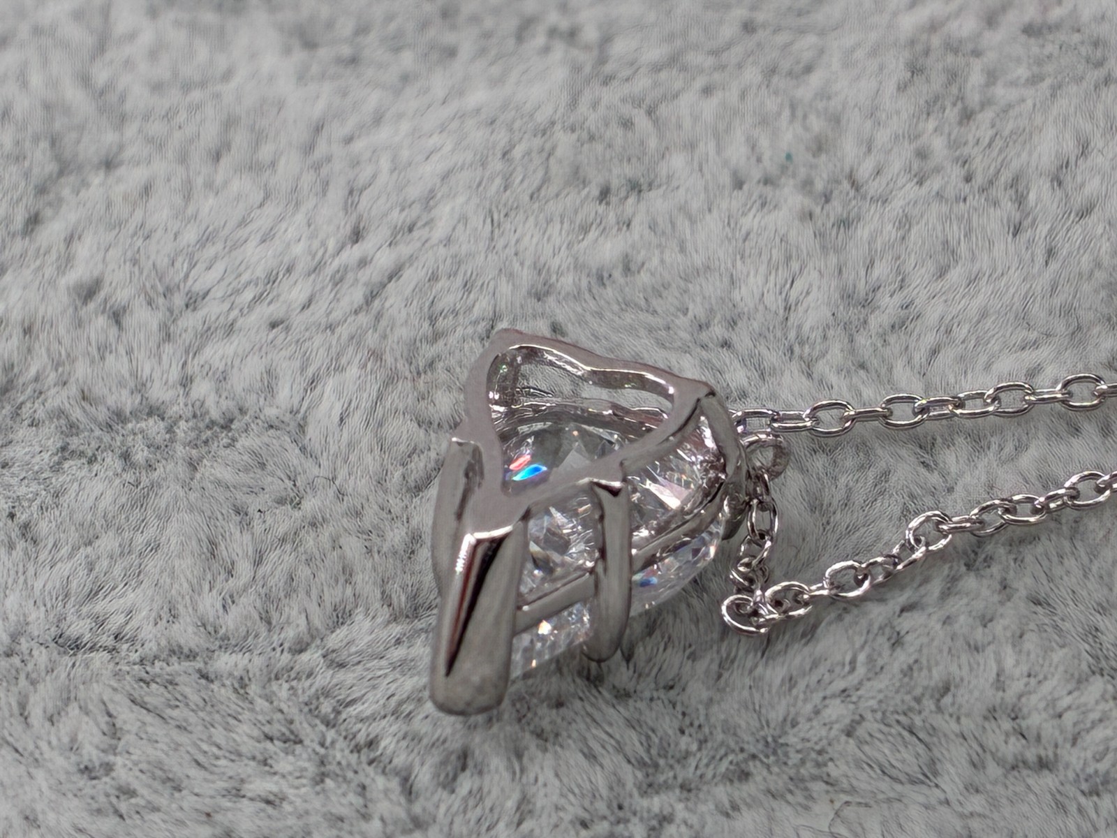 Diamonique Jennifer Miller Heart Charm Pendant Necklace Sterling 925 Rare Model