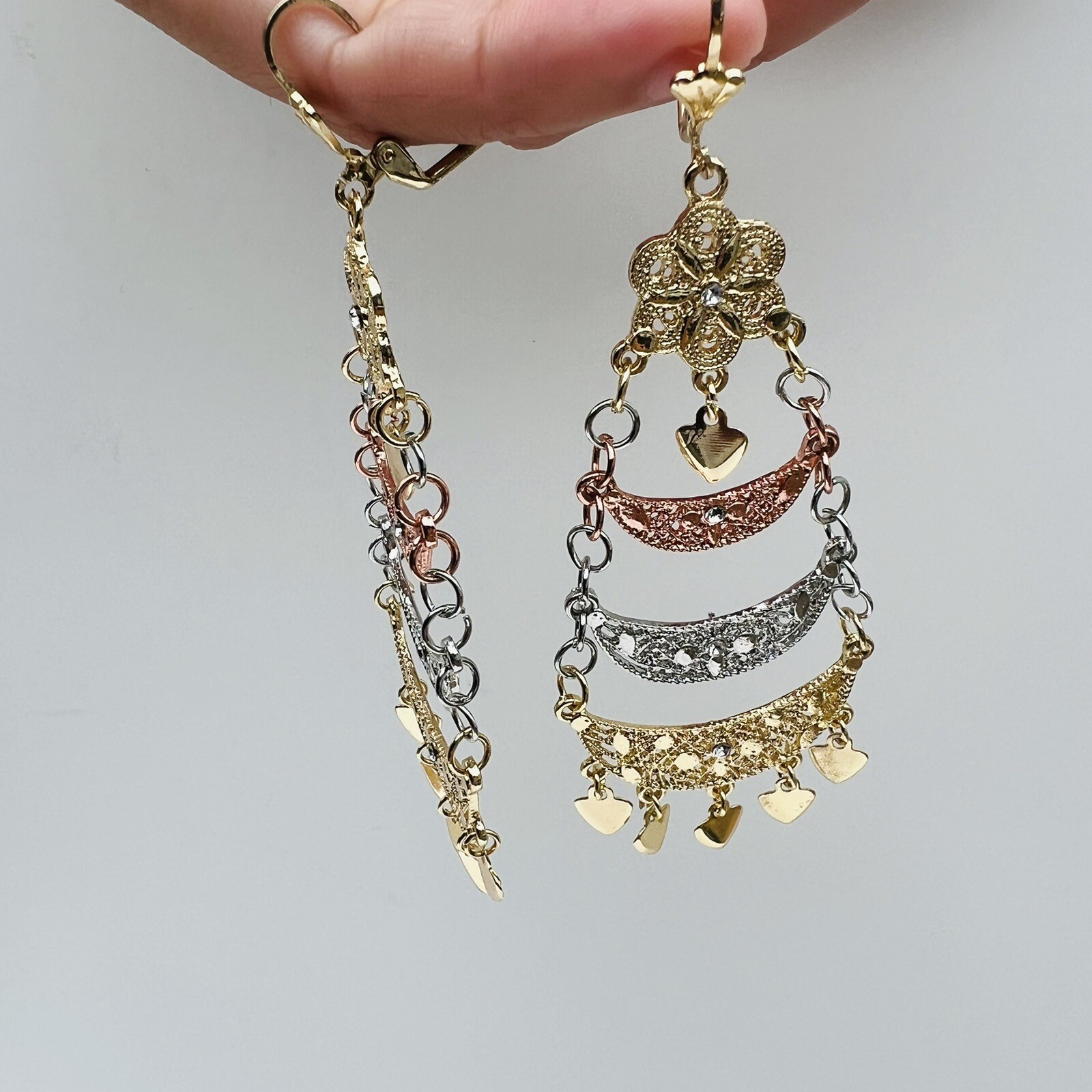 Chandelier Tricolor (White Pink Gold) Plated Fashion Earrings for All Occasions