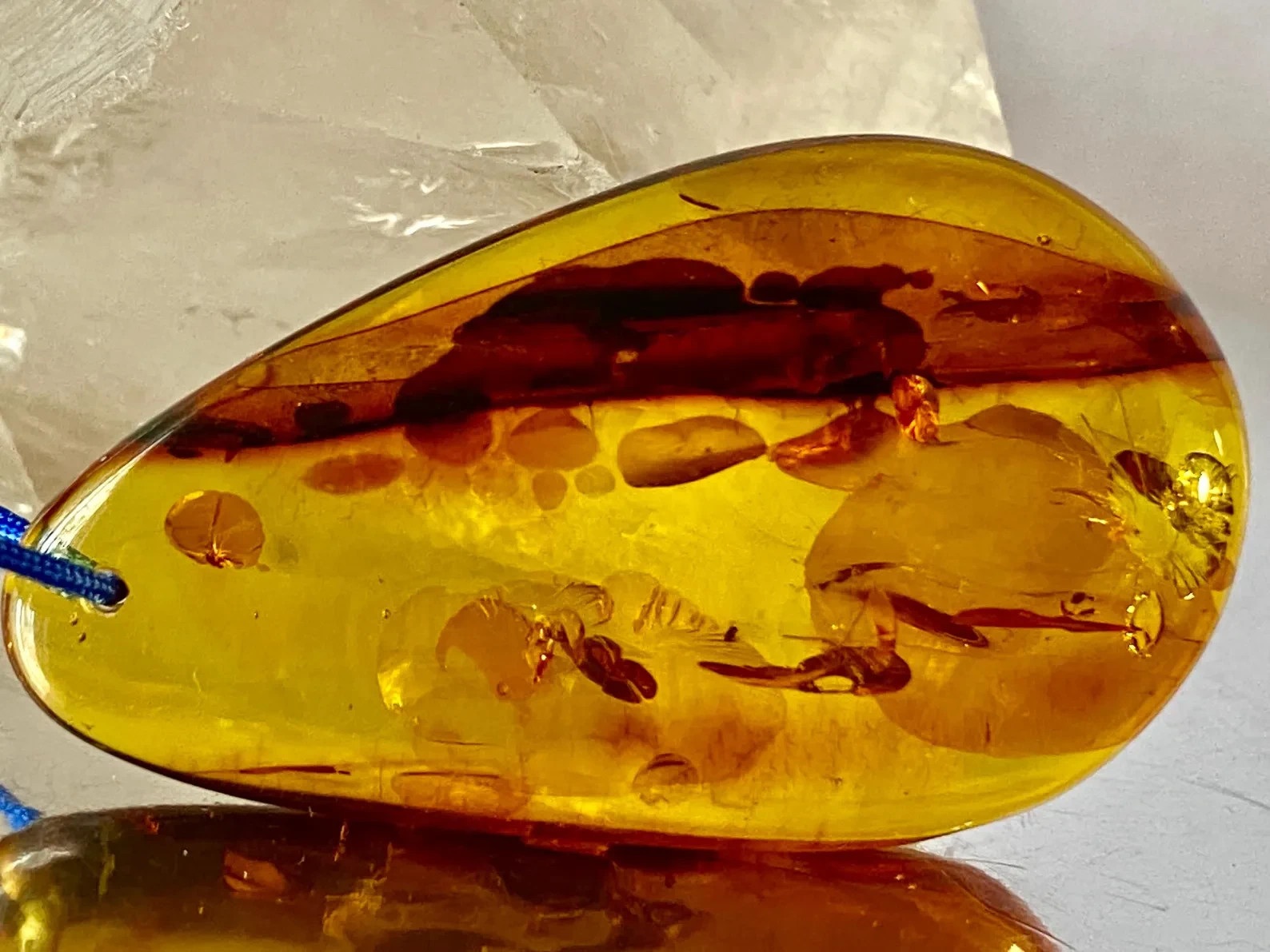 46mm Baltic Amber Pendant Cognac Scenic Inclusions Collector Statement B1413