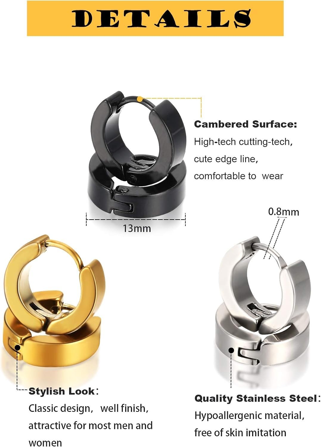 6 Pairs Lightweight Cross Hoop Dangle Earrings – Perfect Gift for All Occasions